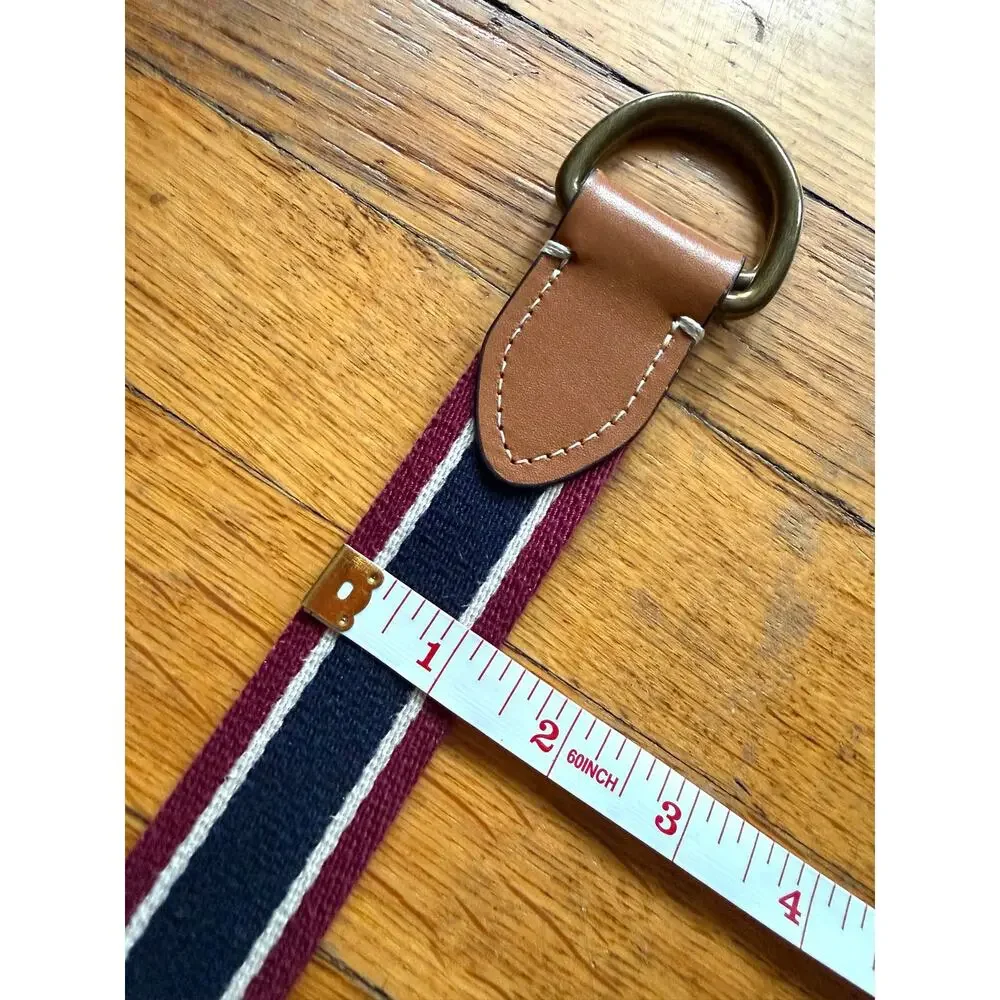 JCREW Striped Fabric Belt w/Leather Trim Womens sz S